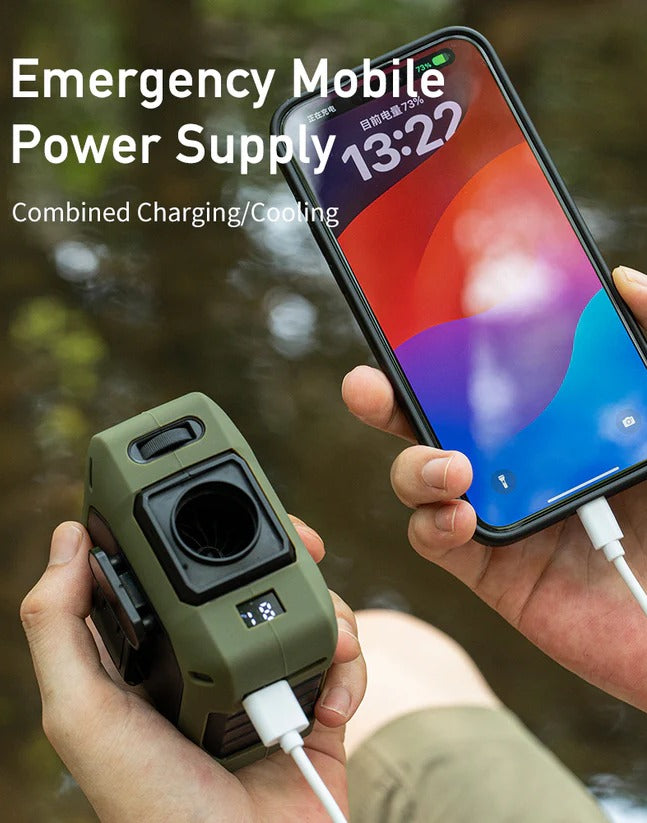 Coolbelt Pro – Wearable Waist Fan & Power Bank with Desktop Stand