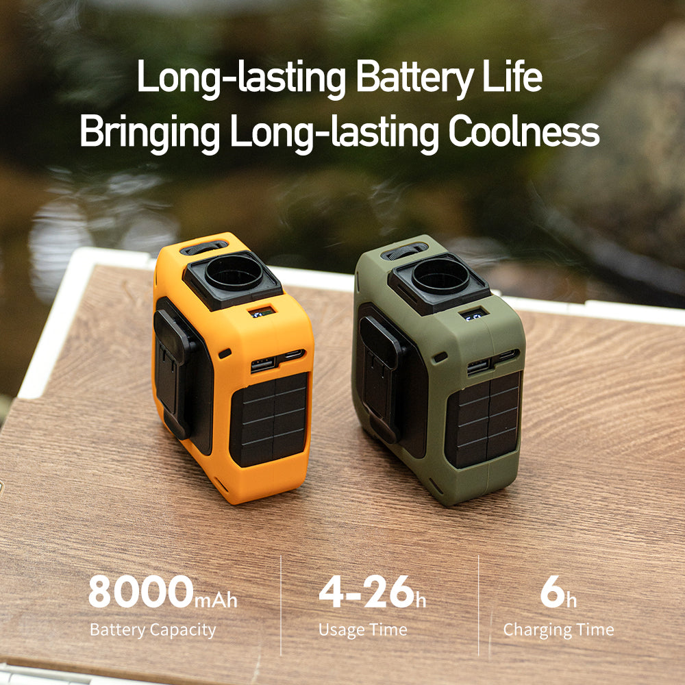 Coolbelt Pro – Wearable Waist Fan & Power Bank with Desktop Stand