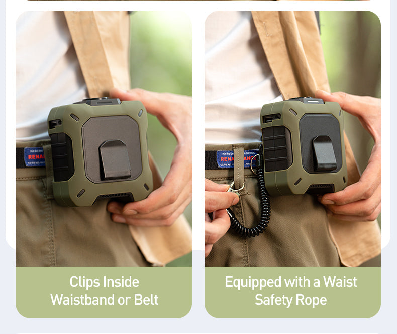 Coolbelt Pro – Wearable Waist Fan & Power Bank with Desktop Stand